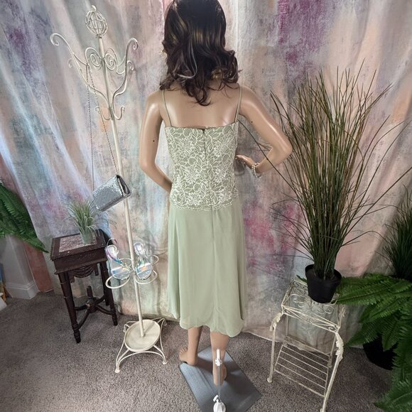 ๐David's Bridal Lace Beaded Chiffon Full Skirt Prom -Cocktail Bridesmaid Dress - Picture 2 of 16